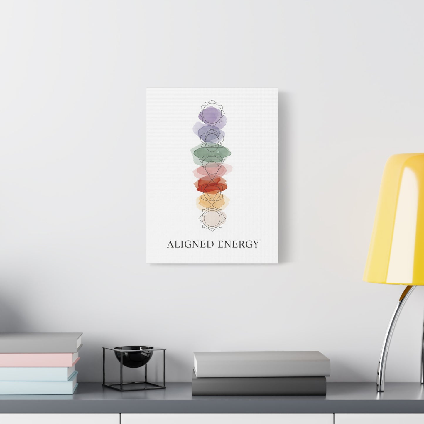 Aligned Energy Chakra Wall Art – Colorful Spiritual Canvas Print for Meditation, Yoga, and Mindfulness Spaces